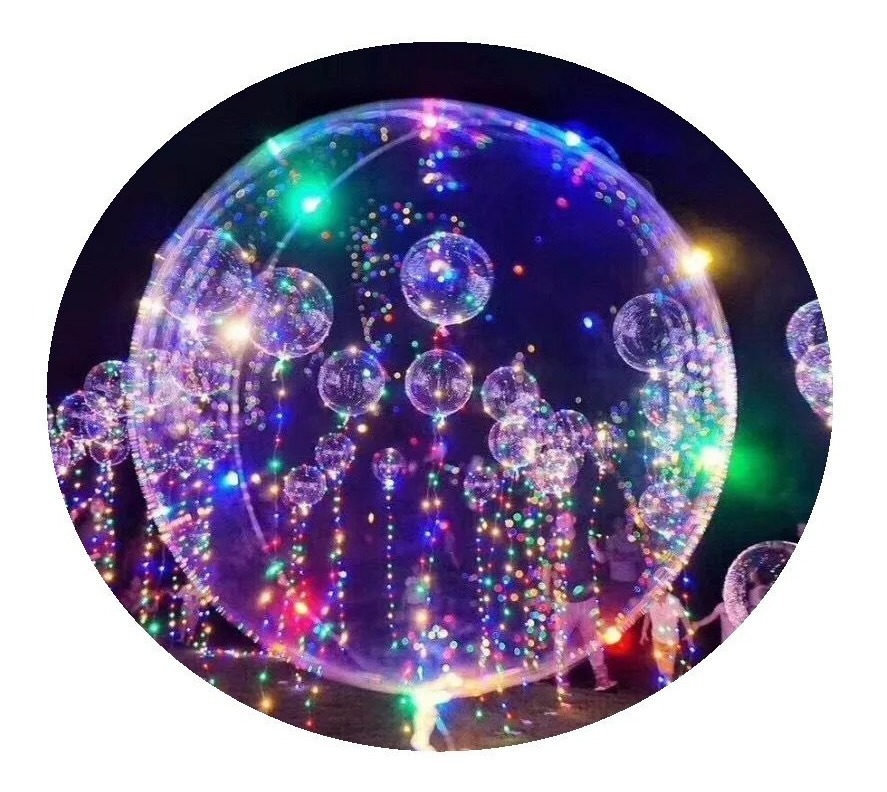 Globo Led + Pilas + Plumas Globos Con Luces De Colores
