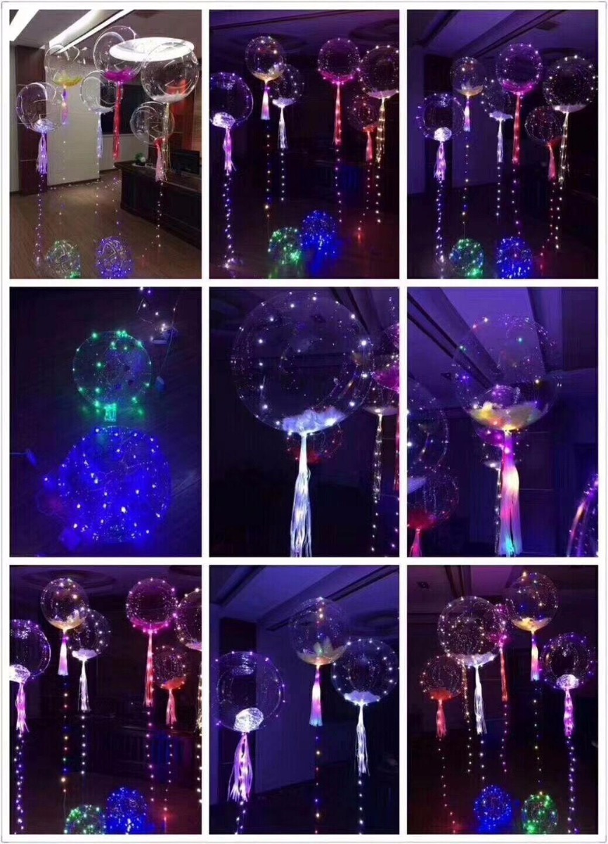 Globo Led + Pilas + Plumas Globos Con Luces De Colores