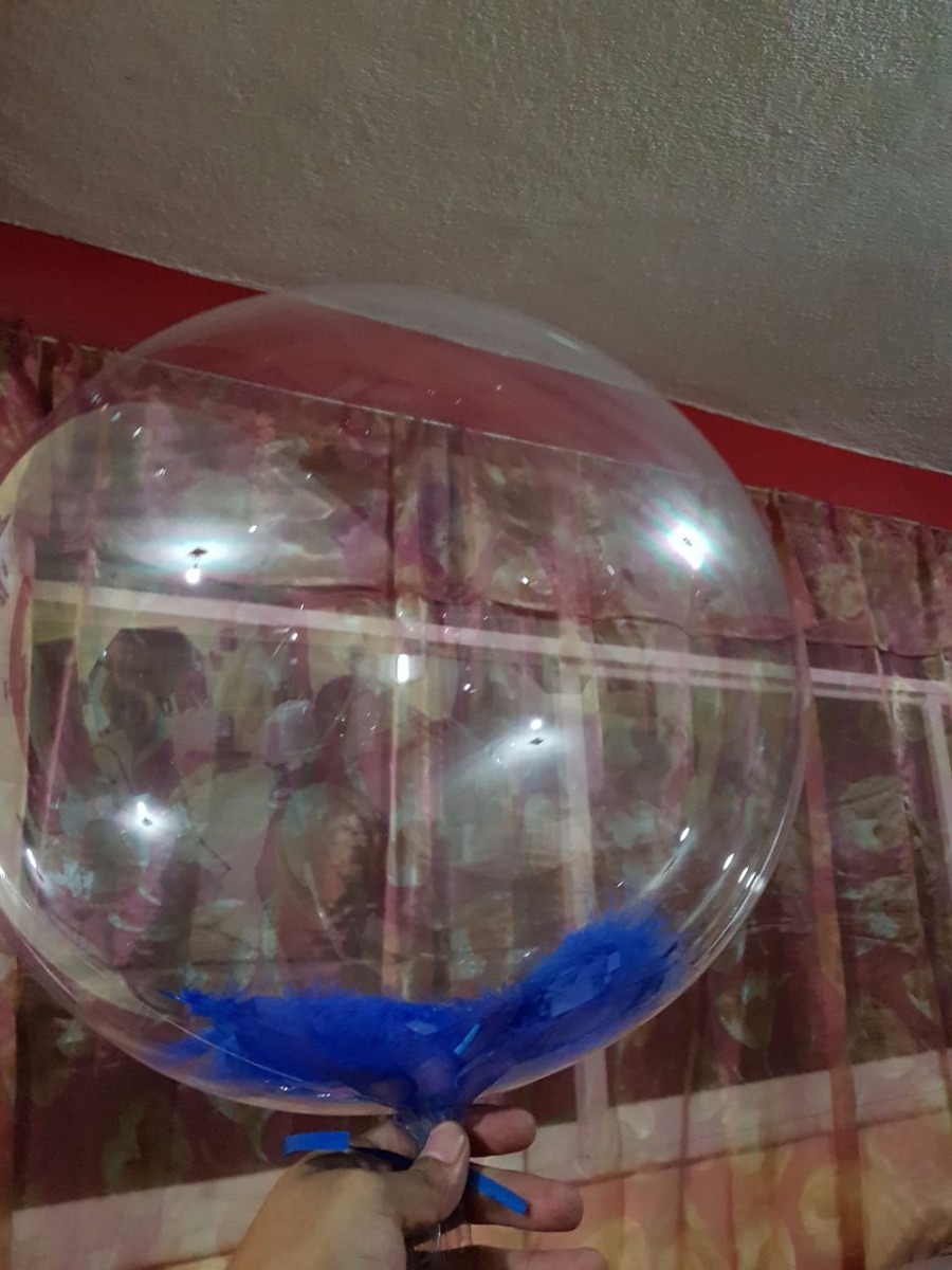 Globo Led + Pilas + Plumas Globos Con Luces De Colores