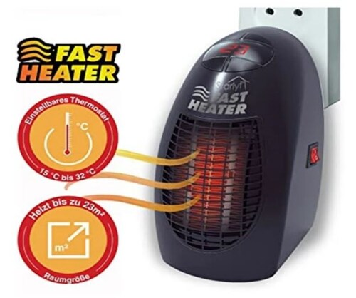 Clima Calefactor Calentador Electrico Portatil Digital Regulable Negro + Control Remoto