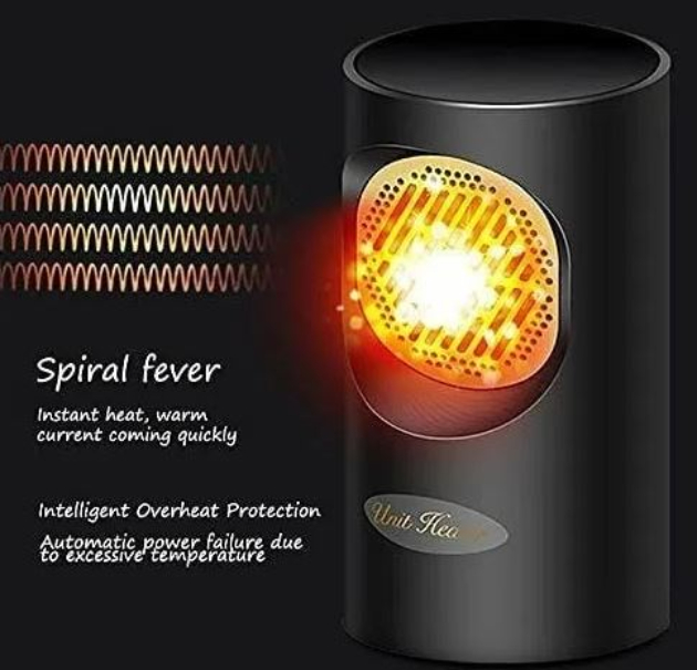 Clima Calefactor Calentador Cilindro Eléctrico Portátil Negro