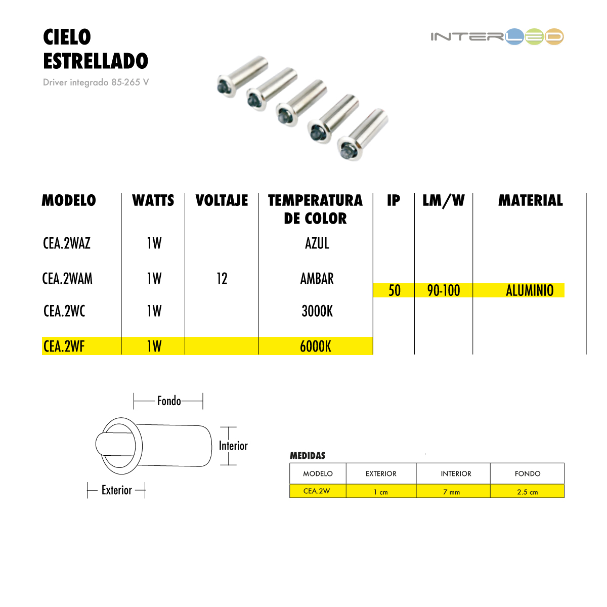 Set Cielo Estrellado 5 Puntos Led Luz Blanca 1 Pza