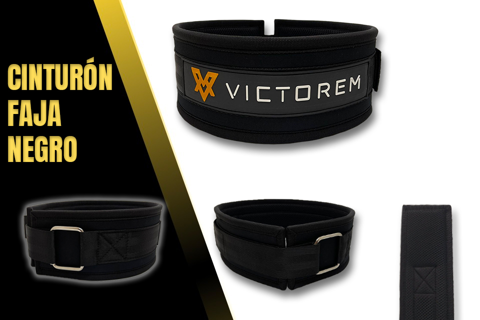 Cinturón Faja Gym Crossfit Halterofilia Color Negro Victorem