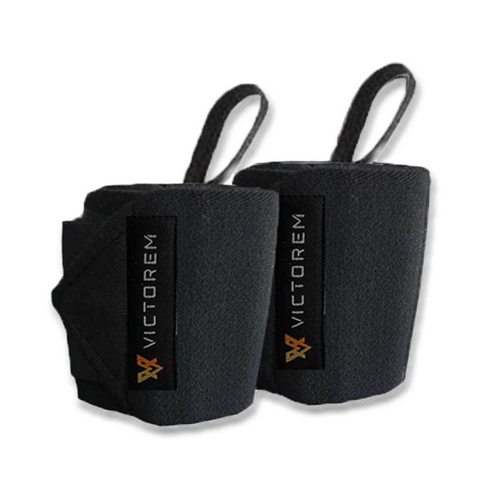 Muñequeras Crossfit Gym Halterofilia Negro Victorem