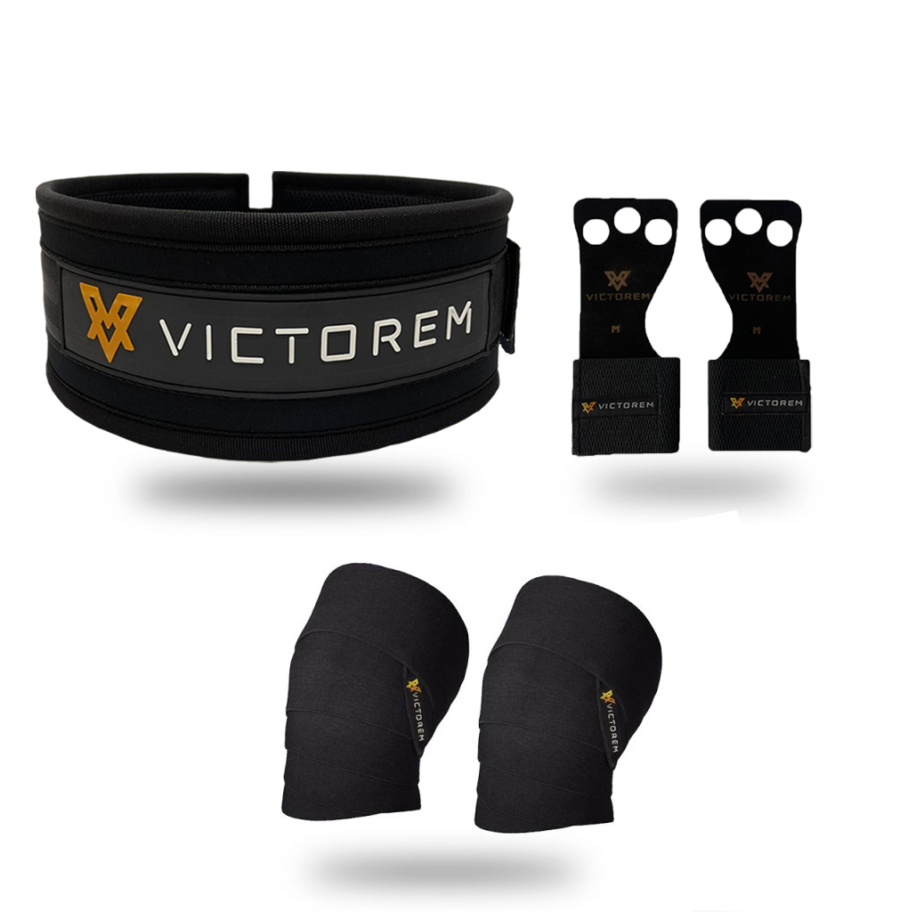 Cinturón Faja Callera Rodilleras Crossfit Gym Negro Victorem