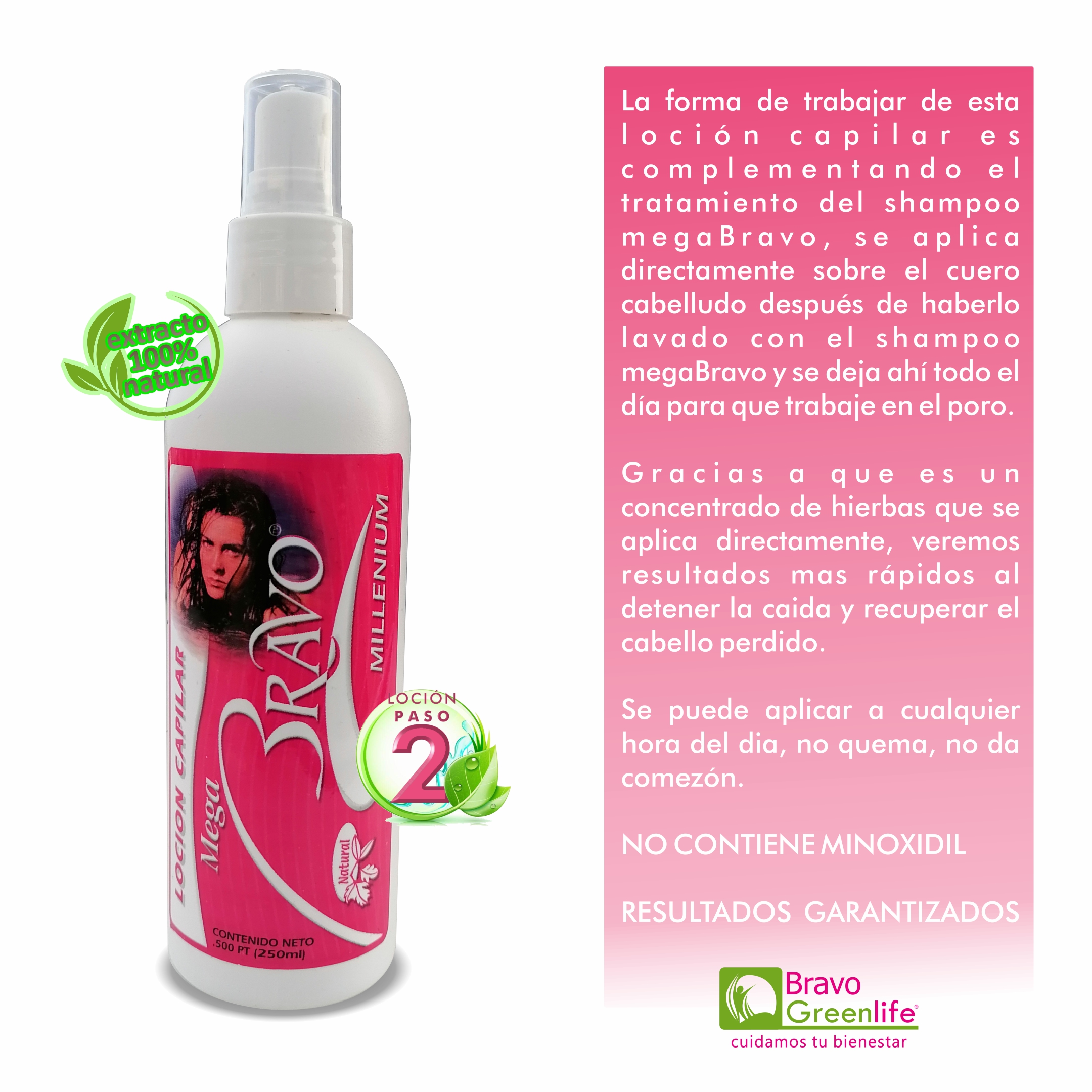 Loción Capilar de Sábila Bravo® - Anticaída y Crecimiento - 250 ml.