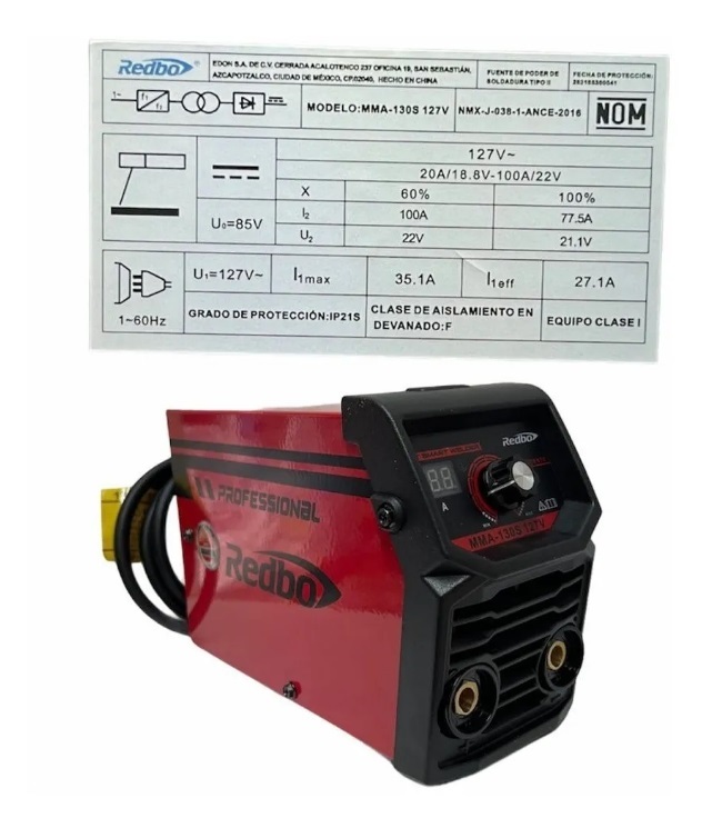 Soldadora Inversora Redbo MMA-130S 110 V.