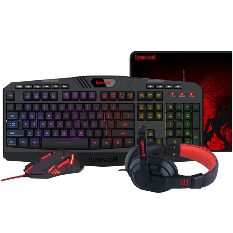 Redragon Teclado S101 + Mouse M601 + Headset H120 + Mousepad P016