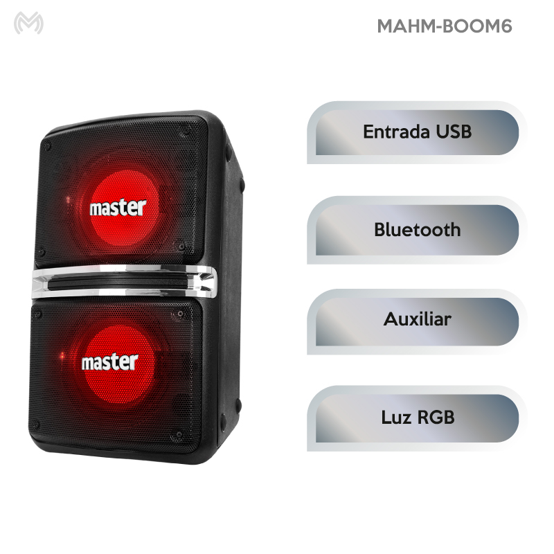 Bocina 3500 W Bluetooth Batería 6 h Control Agarraderas Correas / Master / MAHM-BOOM6