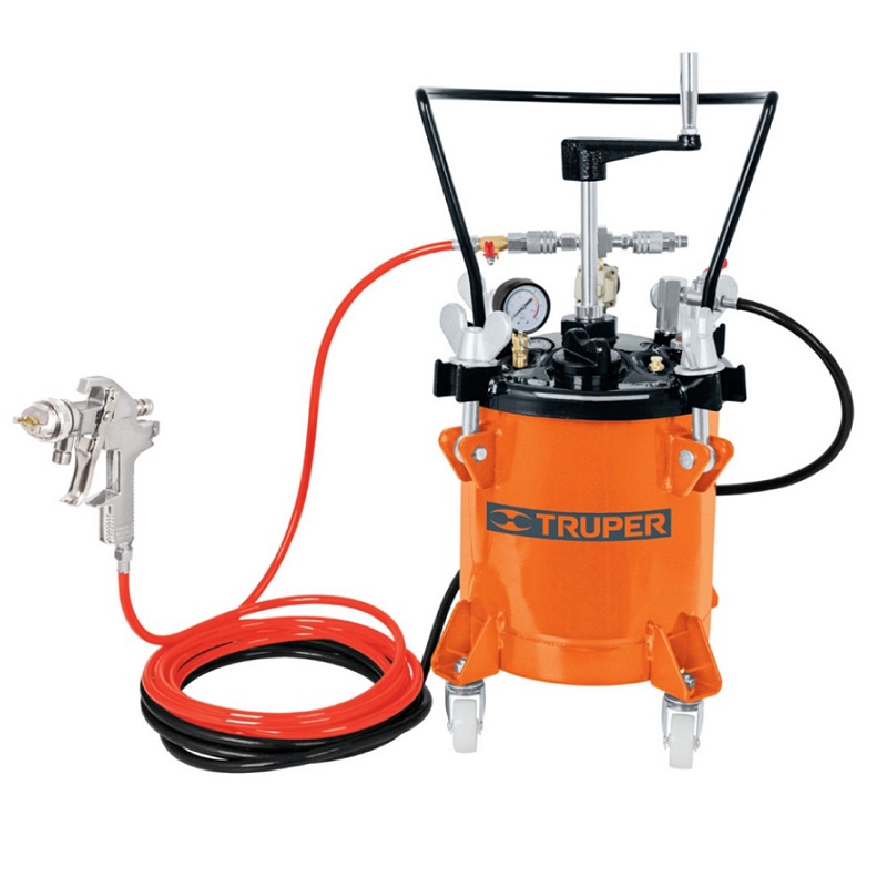 Tanque Compresor Para Pintar de 10 Litros Con Manguera y Pistola para Pintura esmaltes Barnices Selladores Aire Truper Industrial TANPI10