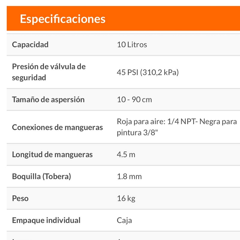 Tanque Compresor Para Pintar de 10 Litros Con Manguera y Pistola para Pintura esmaltes Barnices Selladores Aire Truper Industrial TANPI10