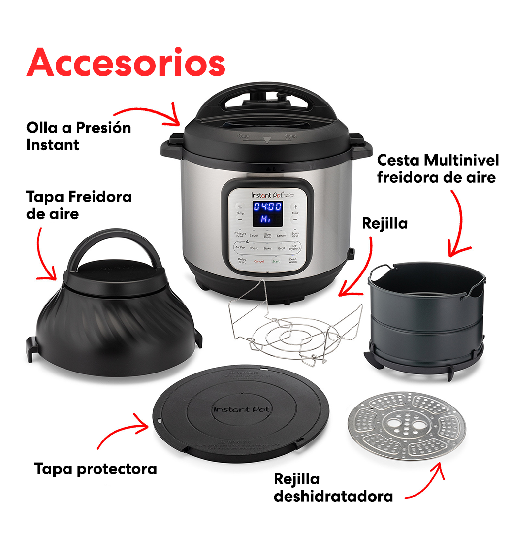 Olla de presión multifuncional eléctrica Instant Pot Duo Crisp + Freidora de Aire (5,7 litros)