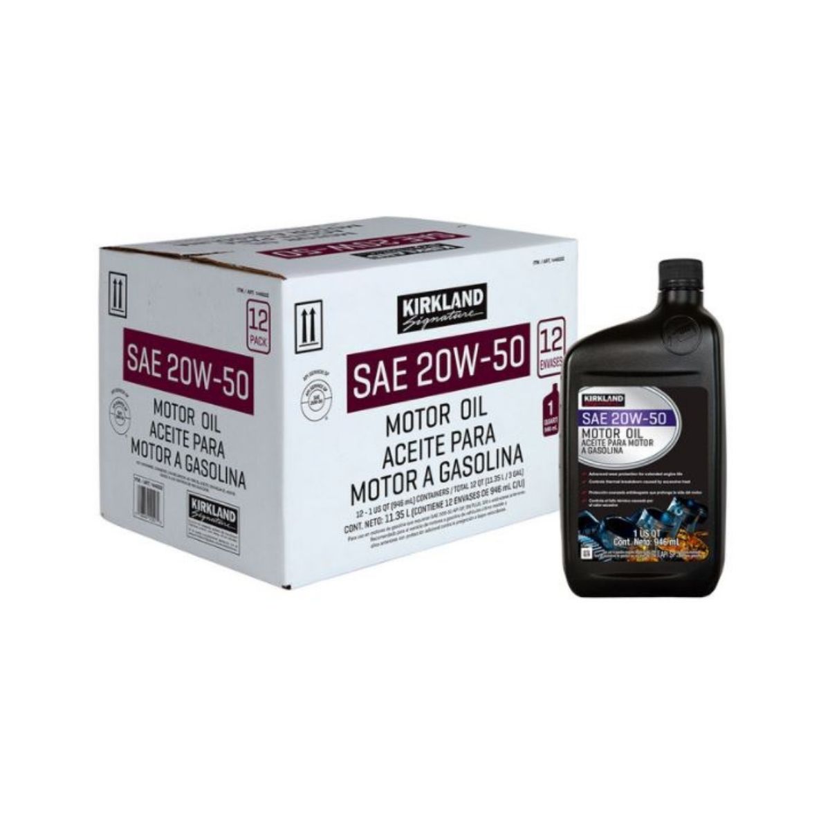 12 Envases de Aceite para Motor 20W50 Kirkland 12/1qt