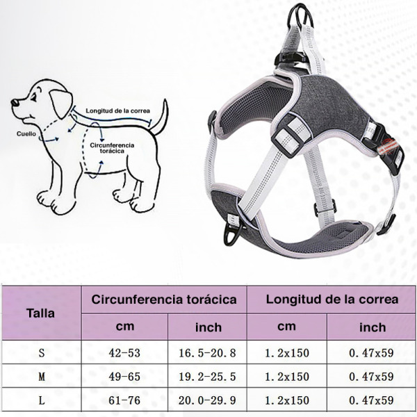 Pechera Arnes Reflectante Ajustable Perro Mascota Talla Ch