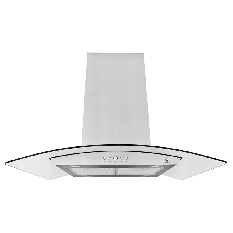 Combo parrilla para gas de 6 quemadores y campana para isla de 90 cm SUPRA VOLTERRA ambas de acero inoxidable