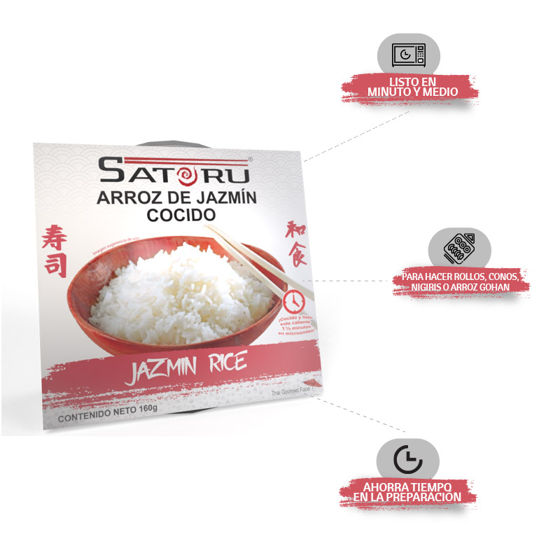 Arroz de Jazmín Cocido 160 grs. SATORU