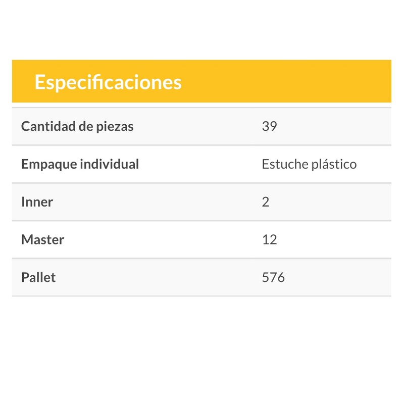Juego de Matraca Dados y Puntas para mecanico -taller Mango Comfort Grip 39 Piezas JUDA-39P PRETUL