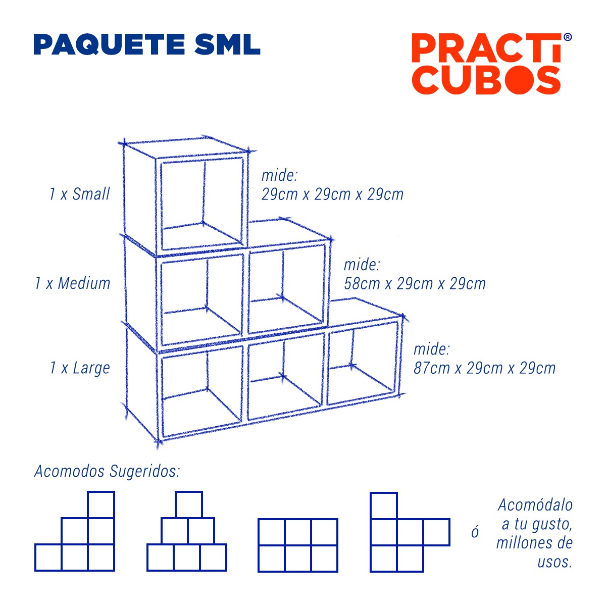 LIBRERO MODULAR CON PRACTICUBOS SML29