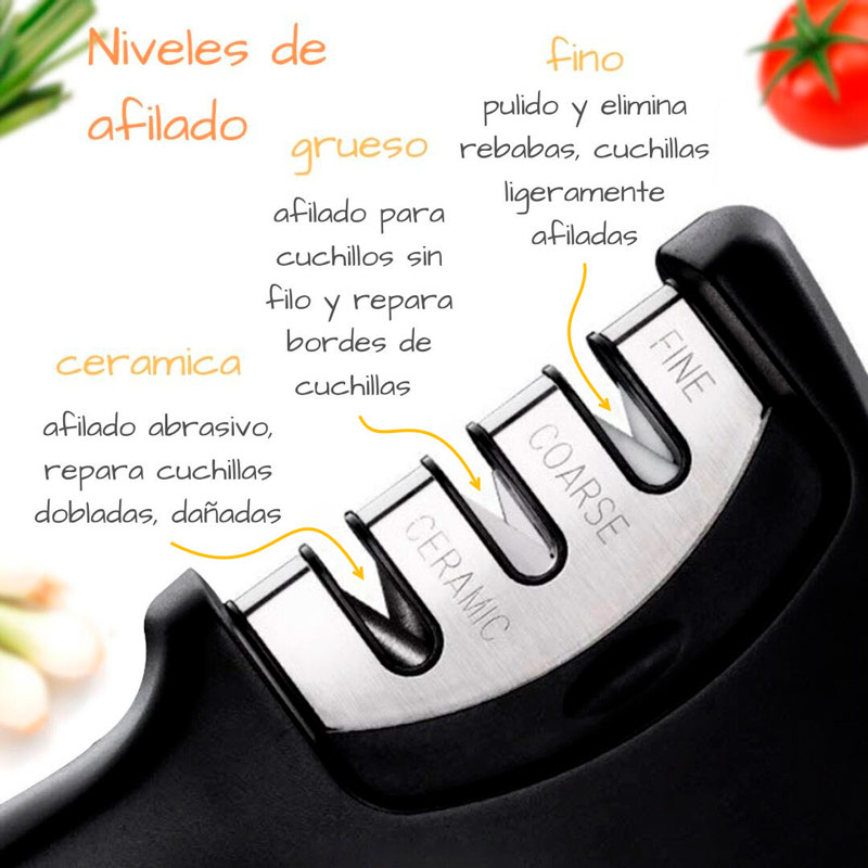 Afilador Cuchillos Portatil 3 Etapas Cocina Ergonomico Hogar