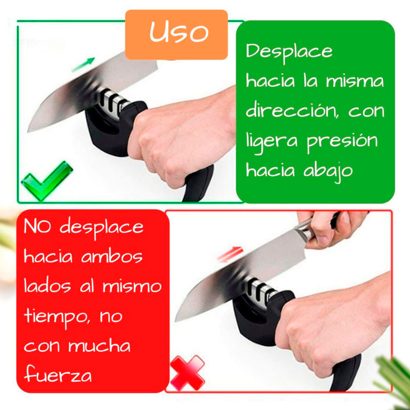 Afilador Cuchillos Portatil 3 Etapas Cocina Ergonomico Hogar
