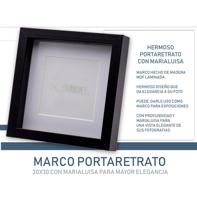 Portaretrato Cuadro Madera HW132 30x30 Decoración Amor Hogar Recuerdo