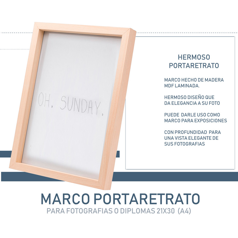 Portaretrato Madera Fotos Hogar Moda Cuadros Decorativos Hw132 A4 Oficio 21x30 Certificado Niños Escolar