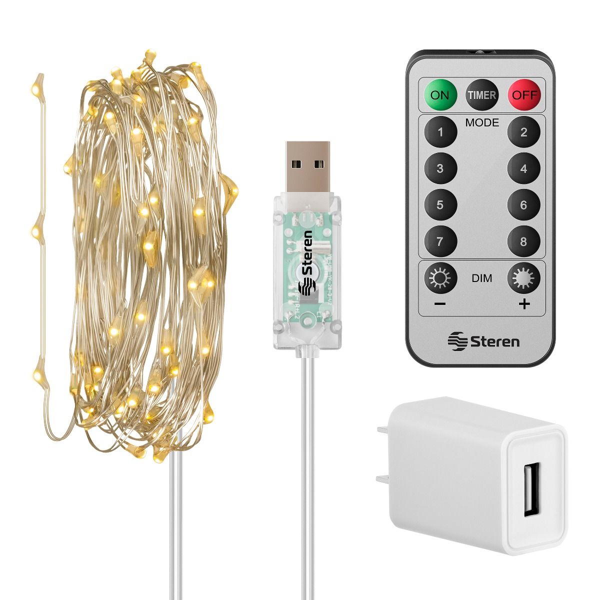 Serie Luces Led Micro Cálida 9.6 m USB Control Remoto Steren