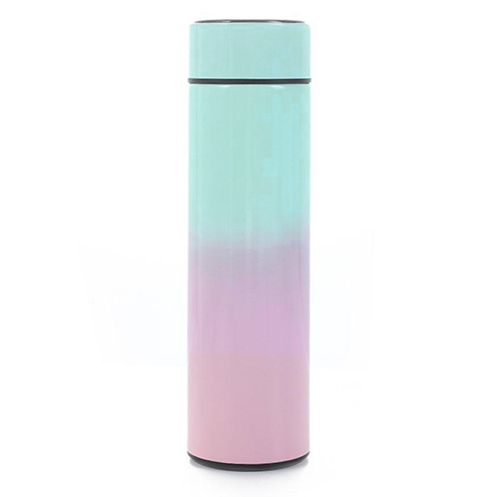Termo Inteligente Botella Agua Vaso Térmico para Café y Bebidas Acero Inoxidable 500ml (Verde-Rosa)
