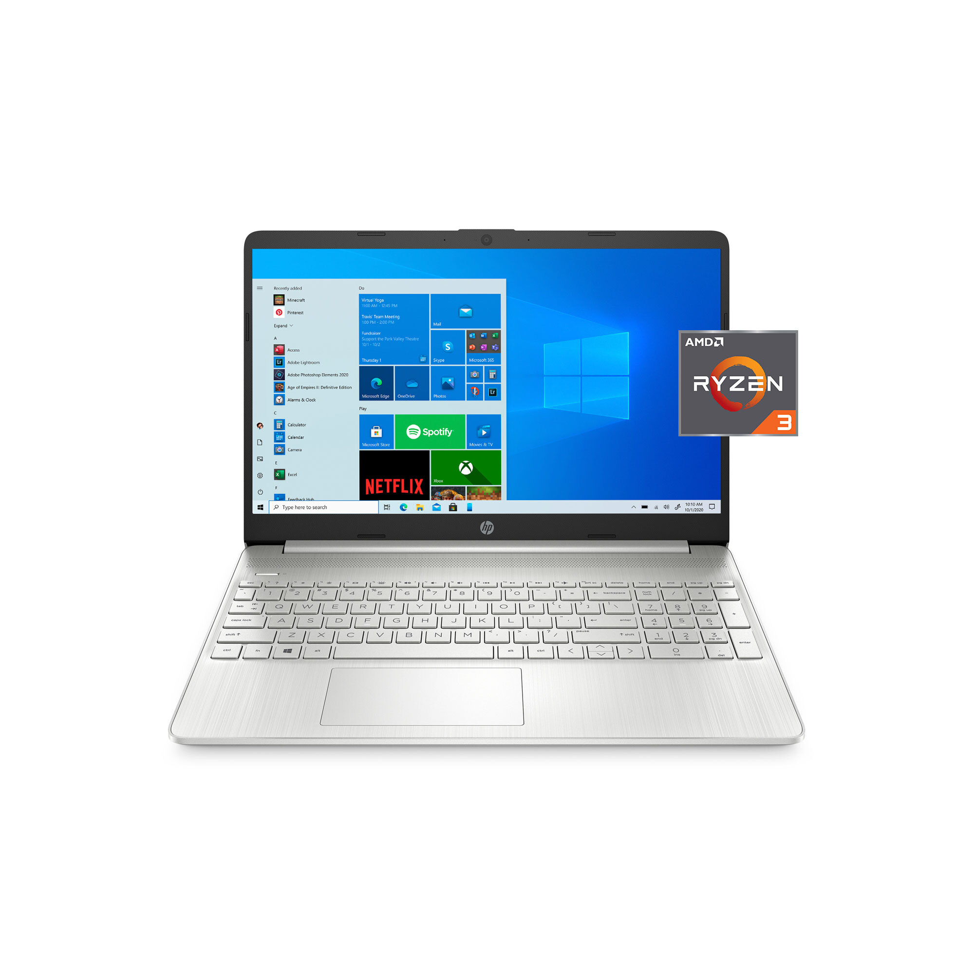 Laptop Hp 15.6 Fhd, Ryzen 3, 4gb Ram, 128gb Ssd, Silver + Bocina + Mouse + Memoria