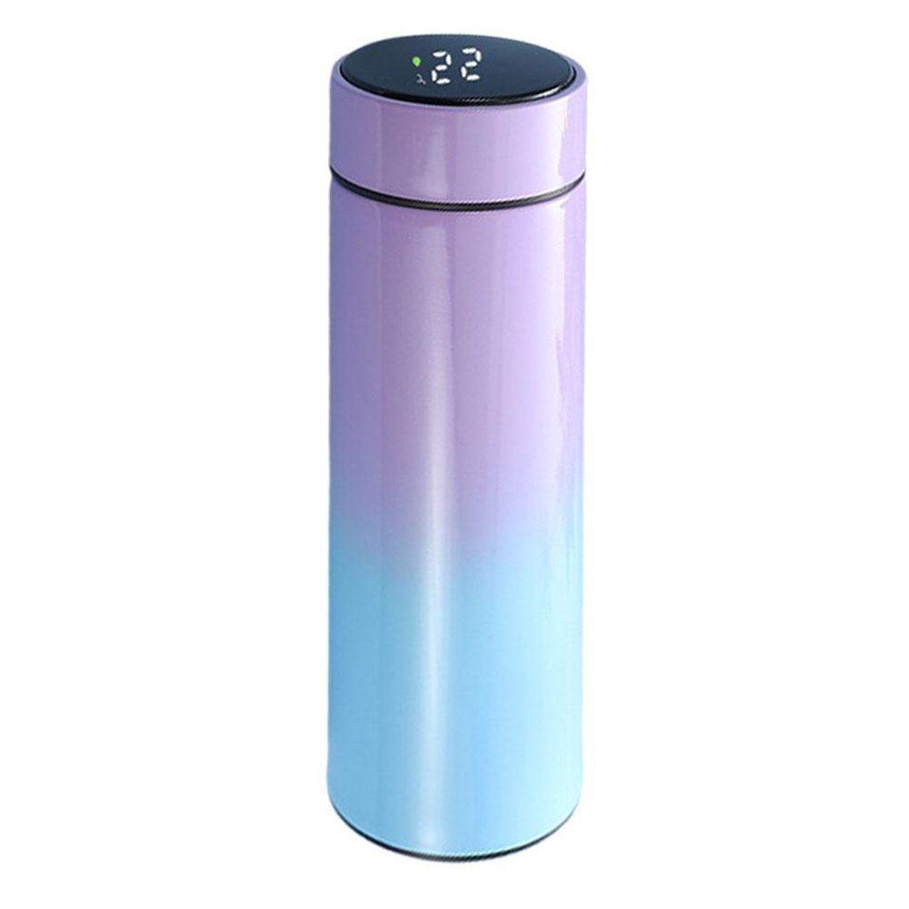Termo Inteligente Botella Agua Vaso Térmico para Café y Bebidas Acero Inoxidable 500ml (Morado-Azul)