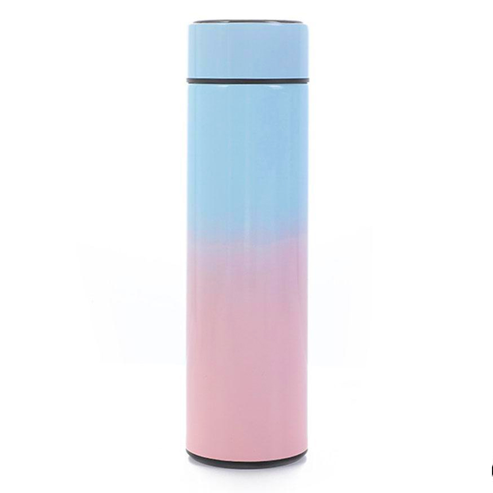 Termo Inteligente Botella Agua Vaso Térmico para Café y Bebidas Acero Inoxidable 500ml (Azul-Rosa)