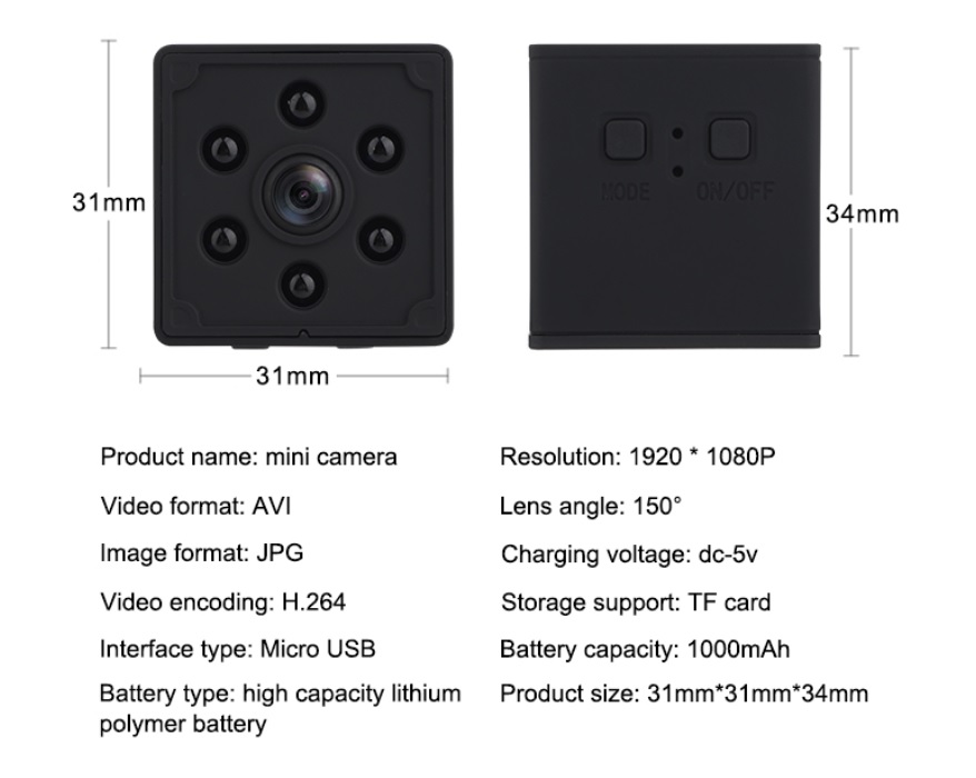 Camara Espia Ultra HD 4k WiFi Inalámbrica con Visión Nocturna y Detección de Movimiento Uso en Interiores y Exteriores