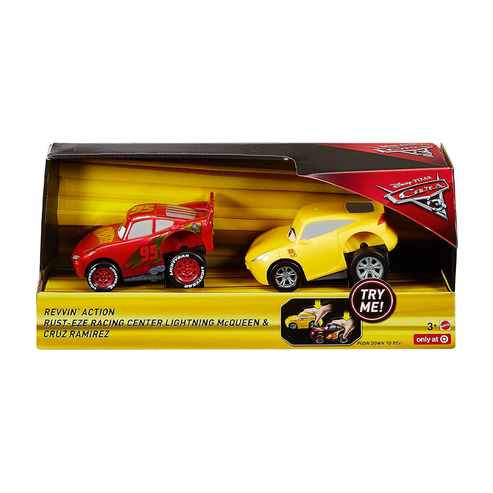 Disney Pixar Cars 3 - Revvin' Action Rust-eze Racing Center Lightning McQueen and Cruz Ramirez 2 piezas