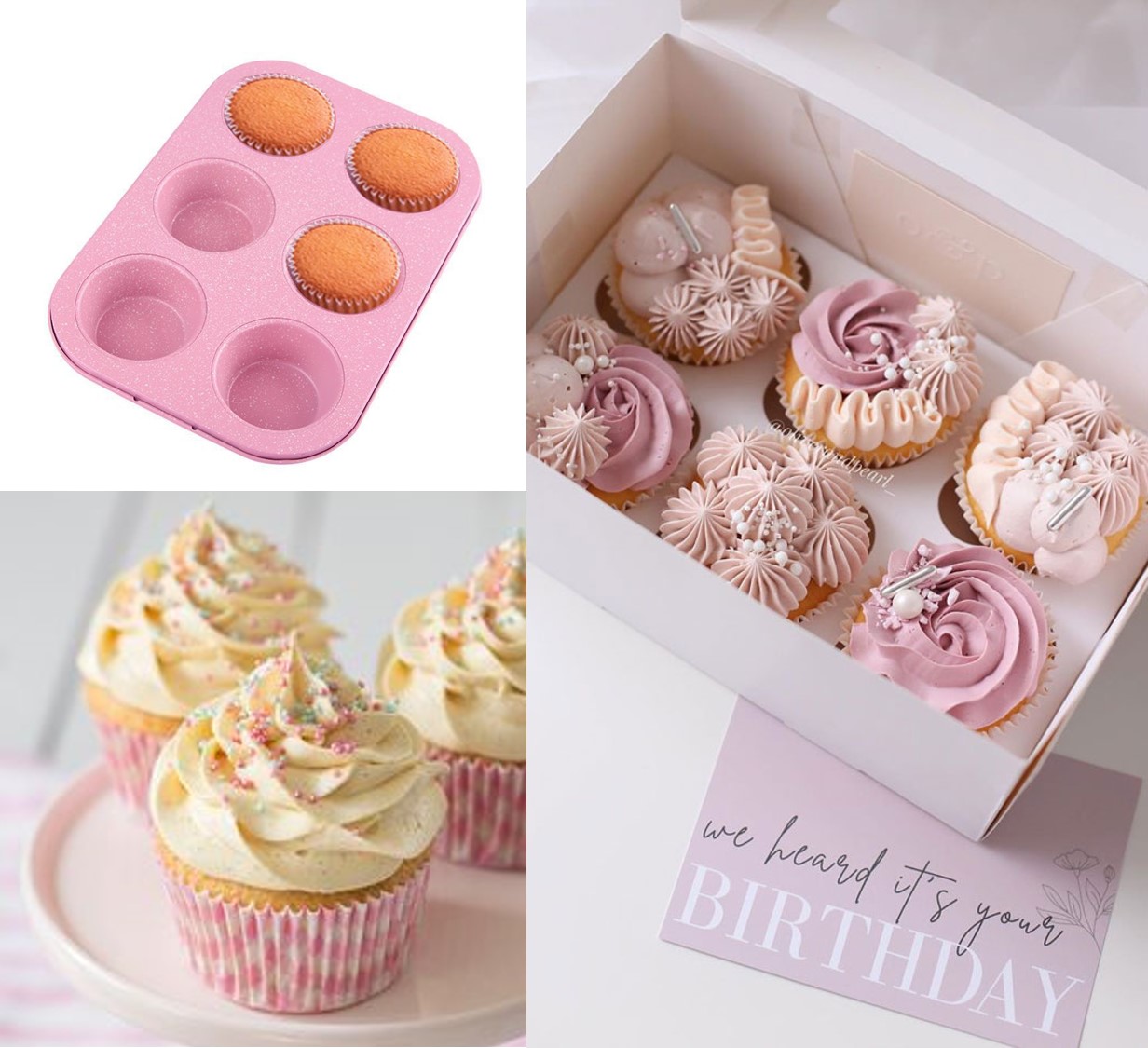 Set 5 moldes antiadherentes para hornear panqué, pizza, pastel, cupcakes, Rosa