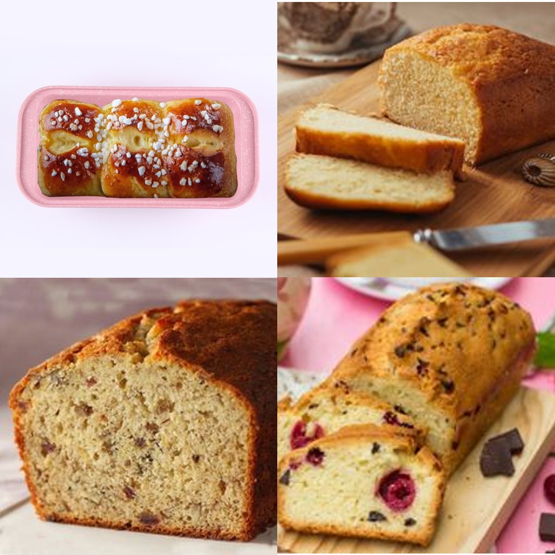 Set 5 moldes antiadherentes para hornear panqué, pizza, pastel, cupcakes, Rosa