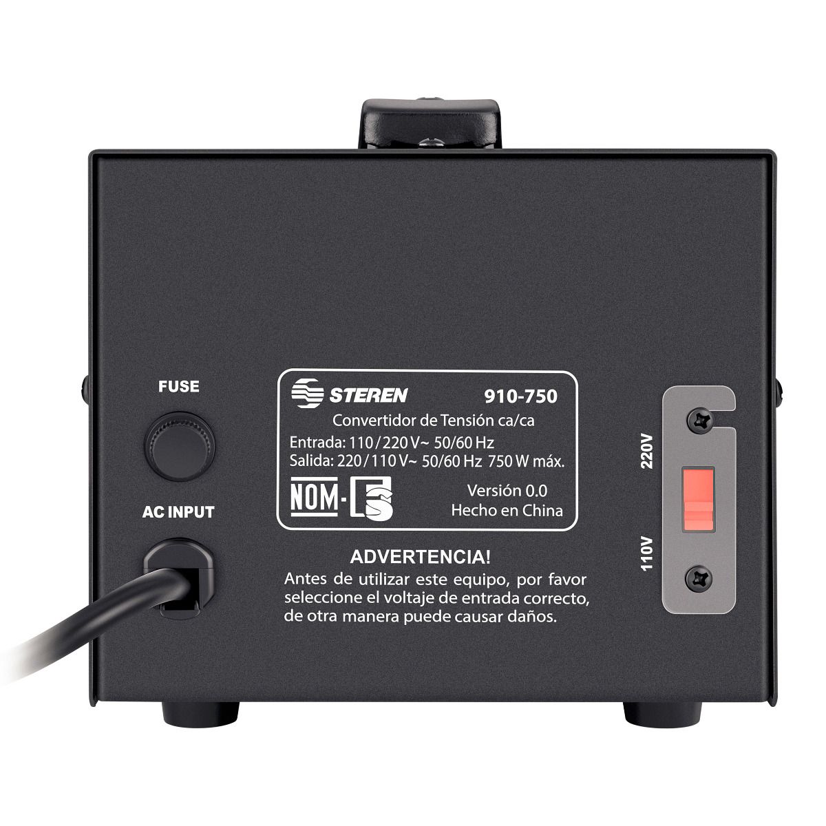 CONVERTIDOR DE VOLTAJE 110 A 220V 750W - 910-750 - STEREN