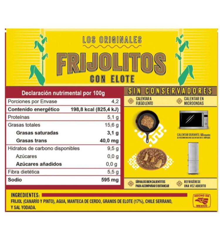 Frijoles Karne Garibaldi Peruanos Refritos Con Elote 420 Gr
