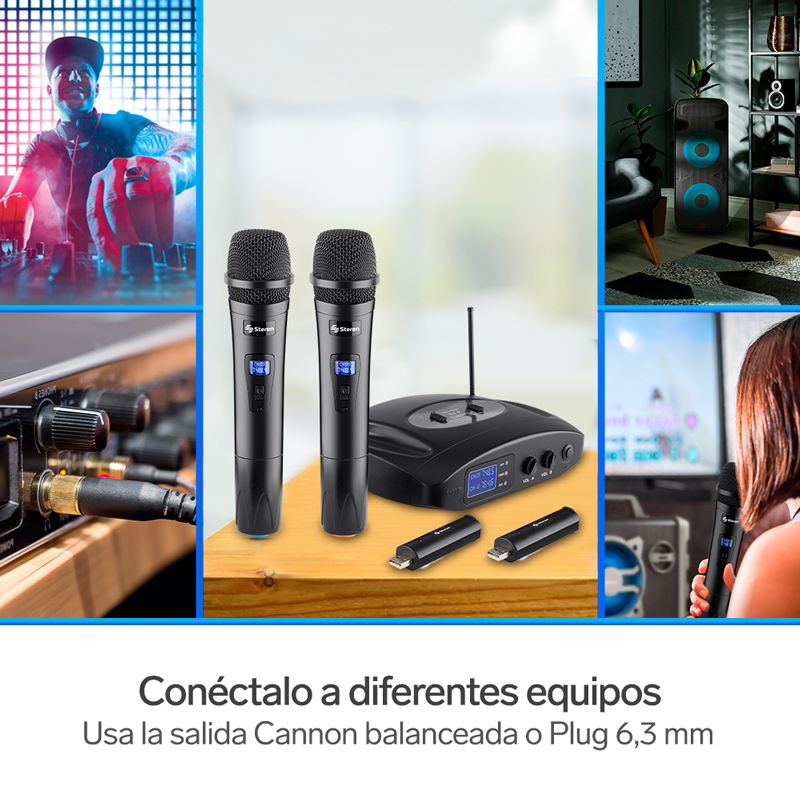 SIST 2 MICROFONOS INALAMBRICOS DE MANO U - WR-810 UHF - STEREN