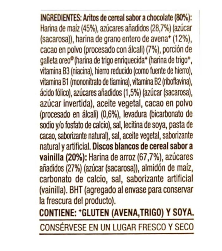 Oreo O's Cereal Chocolate 311 Grs Galleta Post