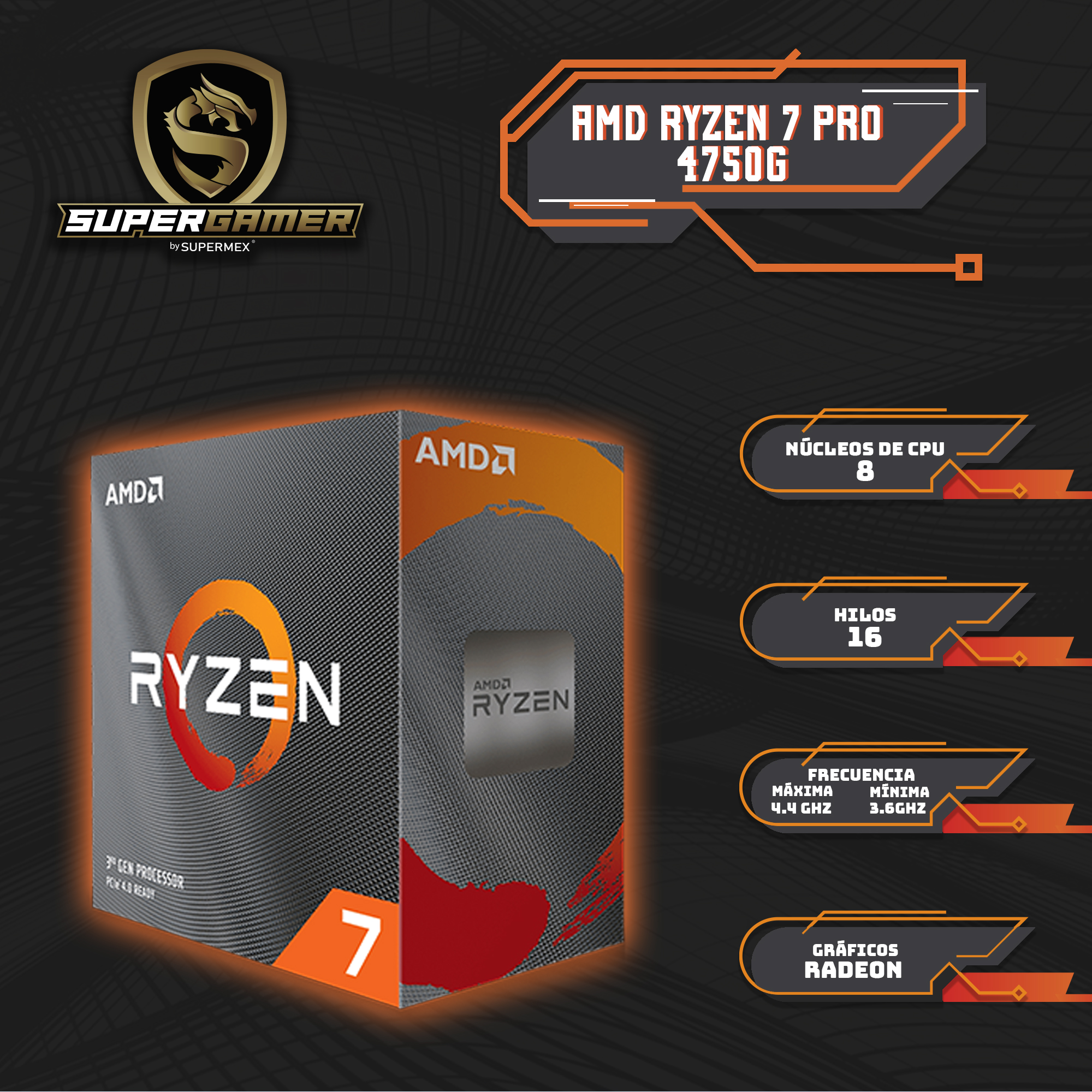 PC Gamer Grizzly Silver Ryzen 7 Pro 4000 Series RAM 32Gb SSD M.2 500Gb + 2Tb Fuente 650W