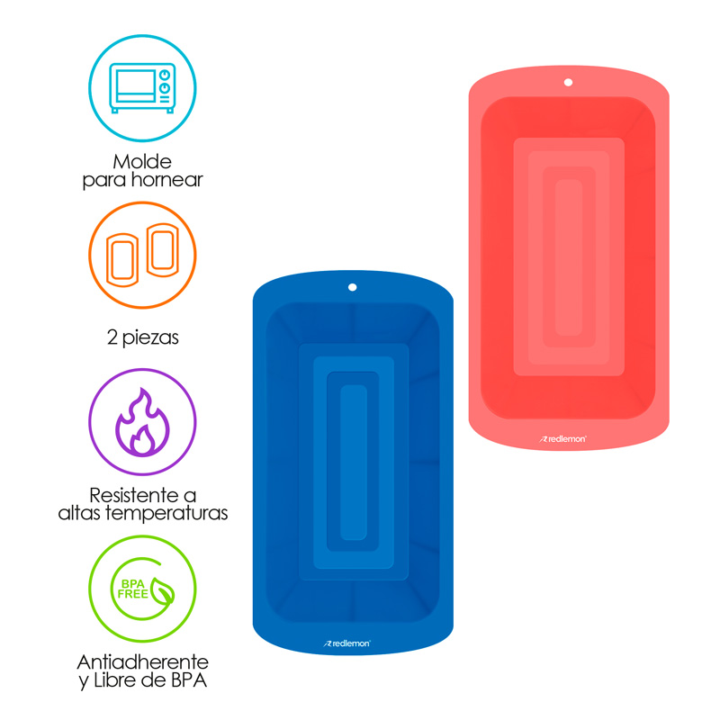 Moldes para Hornear de Silicona Antiadherente 2 Piezas Redlemon