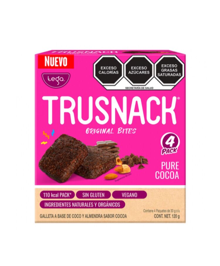 Galletas Trusnack Tega Pure Cocoa 120 Gr Sin Gluten