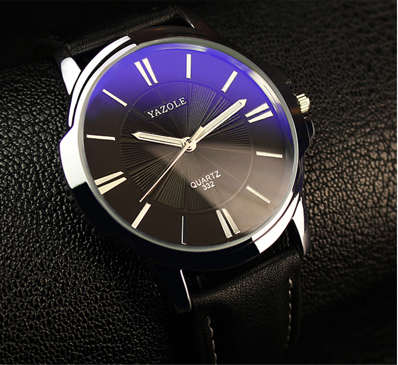 Reloj para Hombre con caja Elegante correa negra  casual negro Yazole 332