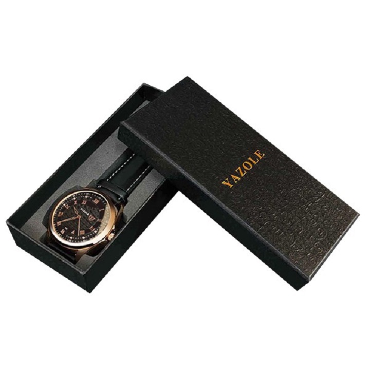 Reloj para Hombre con caja Elegante correa negra  casual negro Yazole 332