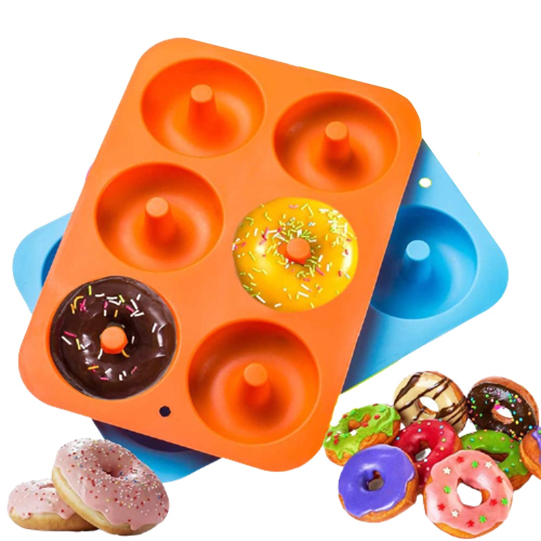 Molde de silicón para hornear 6 Donas, Naranja