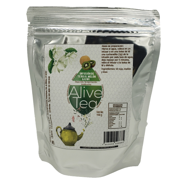Alive Tea Infusión té rojo, melón y kiwi, especial para saborizar la segunda fermentación de kombucha o para disfrutarlo como infusión 150g