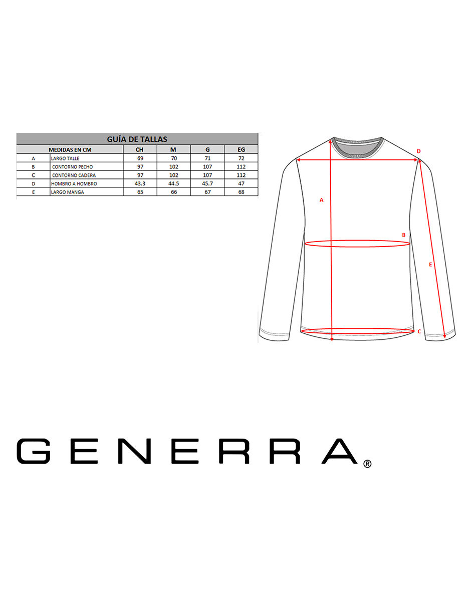 Playera con Estampado Manga Larga Caballero Generra 128900