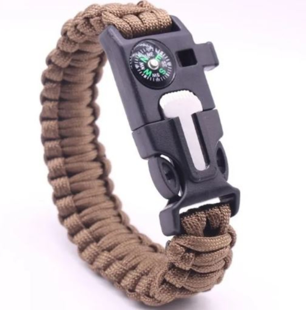 Pulsera Tactica Supervivencia Pedernal Paracord Brujula 5en1