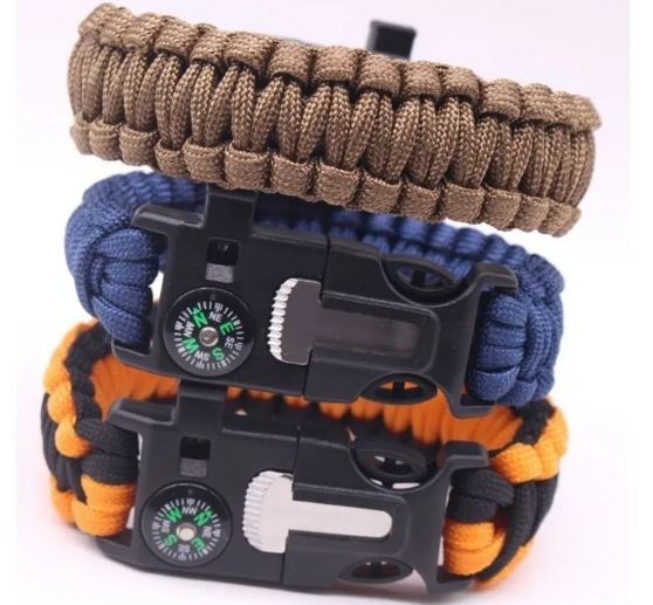 Pulsera Tactica Supervivencia Pedernal Paracord Brujula 5en1