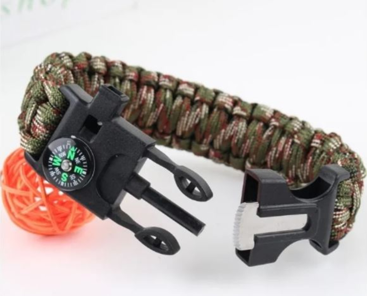 Pulsera Tactica Supervivencia Pedernal Paracord Brujula 5en1